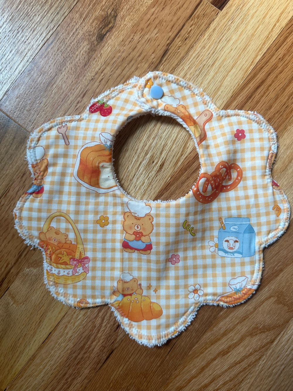 Yellow Gingham Baby Scallop Bib - Brand: